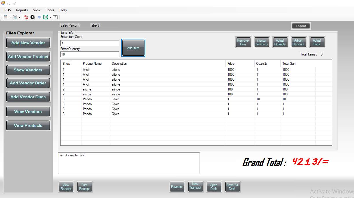 HAT Advance POS (POINT OF SALE) in C SourceCodester